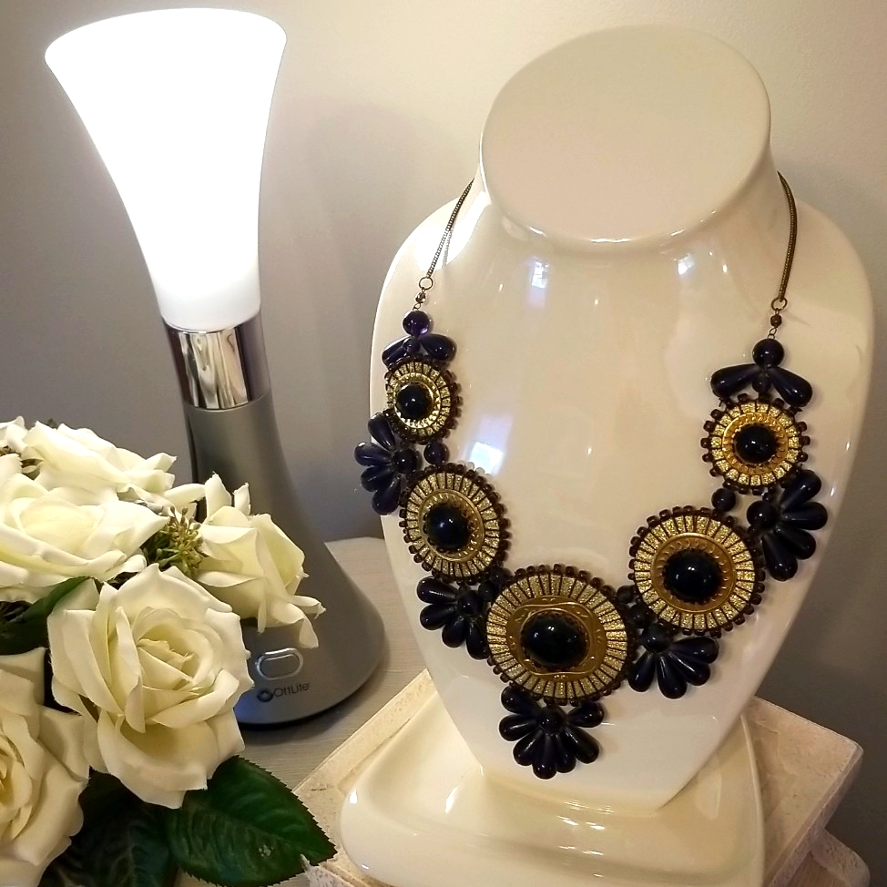 Zad Purple And Golden Statement Necklace 15$